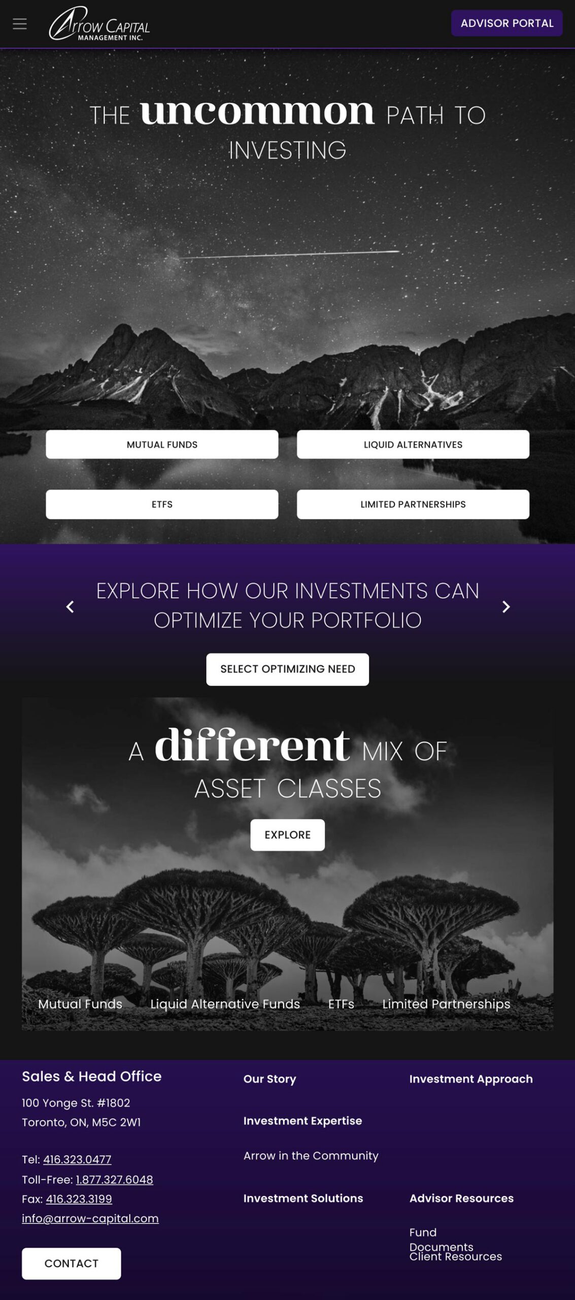 Arrow Capital Website Sample Page